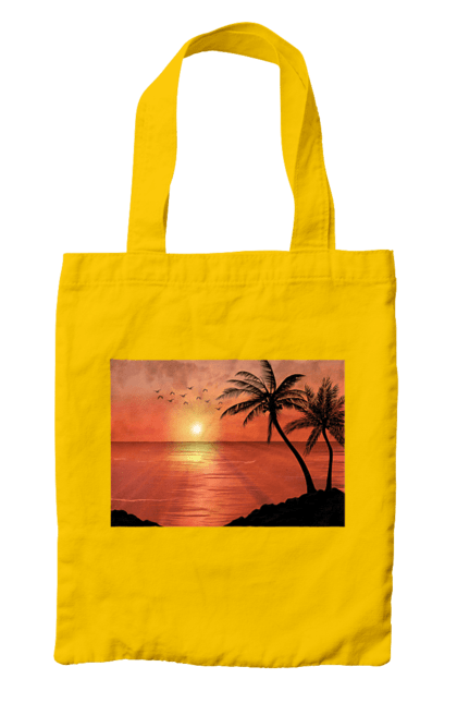 Сумка з принтом "Захід Пальми Море". Берег, захід, море, пальми. 2070702