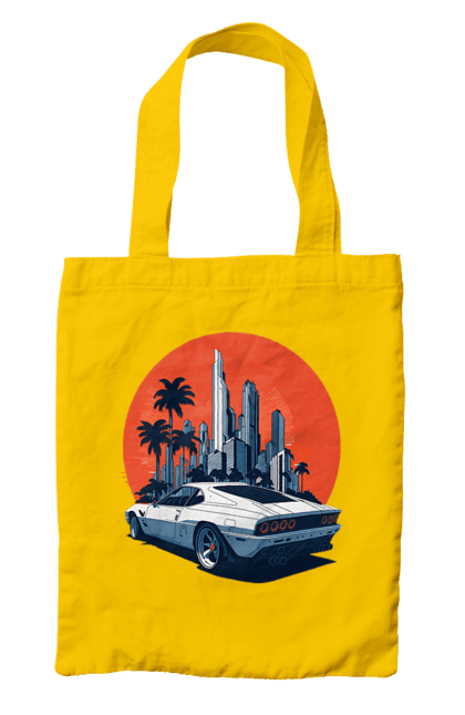 Bag with prints Car. Race, speed, sport car, sunset. 2070702