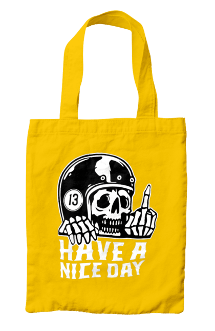 Сумка з принтом "Гарного дня". Байкерська, гарного дня, з черепом, тринадцять, фак, череп. 2070702