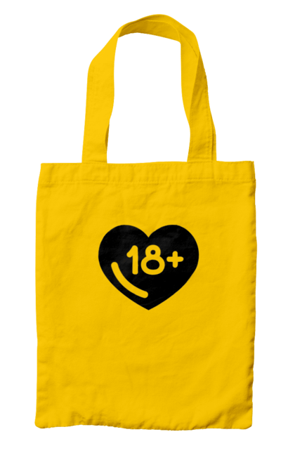Сумка с принтом 18+. 18+, black, heart, prohibition, sex. 2070702