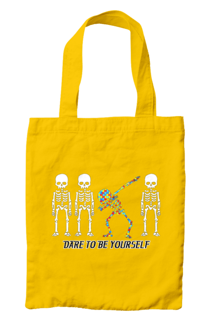 Bag with prints Dare to be yourself. Be yourself, creativity, dancing skeleton, individuality, personality, self-expression, skeleton. 2070702