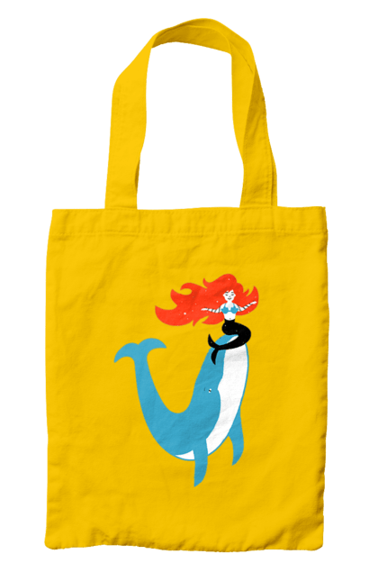 Bag with prints Mermaid And Whale. Mermaid, sea, whale. 2070702