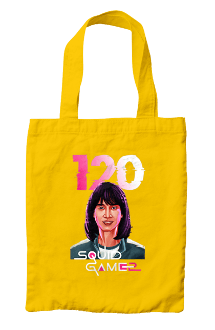 Сумка з принтом "Гра в кальмара Чо Хьон Чу". 120, cho hyun-ju, netflix, squid game, гра в кальмара, гравець 120, нетфлікс, серіал, чо хьон чу. 2070702