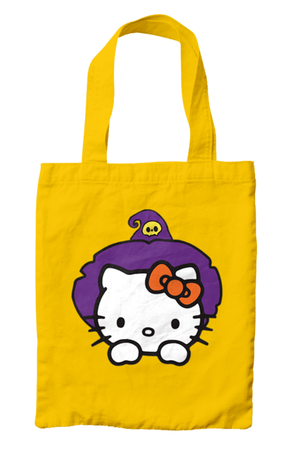 Сумка с принтом Хелло Китти Хэллоуин. Halloween, hello kitty, witch, бренд, ведьма, кот, котенок, персонаж, хелло китти, хэллоуин. 2070702