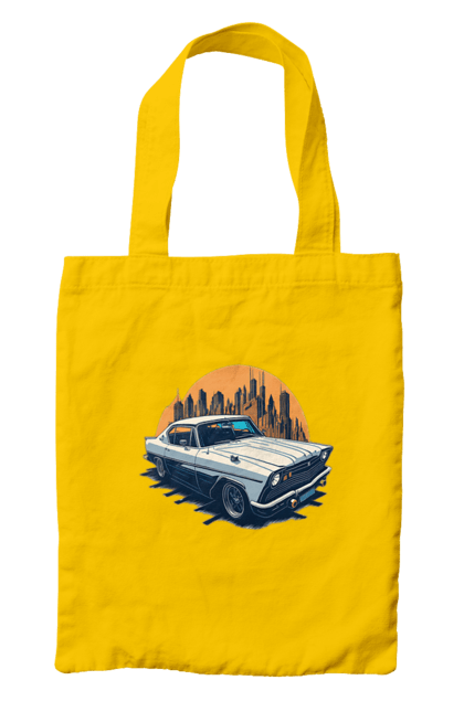 Сумка з принтом "Вінтажне зображення авто". Автомобіль, вінтажне зображення, місто. 2070702