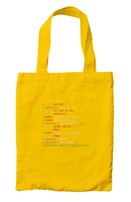 Сумка з принтом "Життя програміста". Angular, c, css, html, it, javascript, jquery, php, python, react, svelt, vue, айтишник, айті, гумор, код, кодувати, прогер, програміст, програмісти, ти ж, ти ж програміст, тиж програміст. 2070702