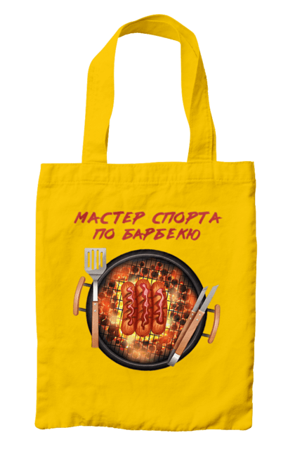 Bag with prints Master Of Sports On Barbecue. B-b-q, master of sport, picnic, sausages. 2070702