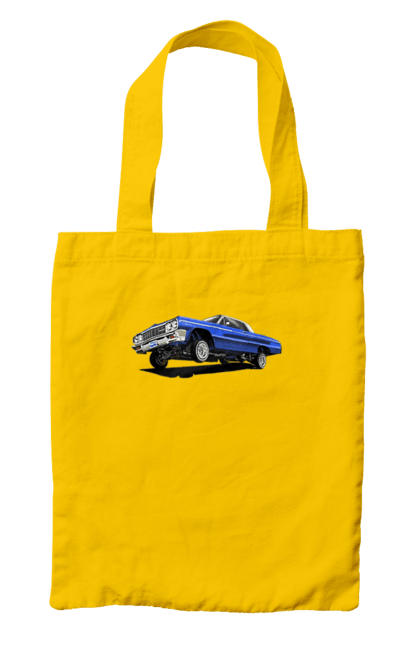 Сумка з принтом "Автомобіль". Автомобіль, імпала, класика, лоурайдер, синій, шевроле. 2070702