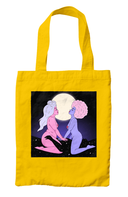 Сумка з принтом "Дві Інопланетянки І Місяць". Дівчата, зверху, інопланетянки. 2070702