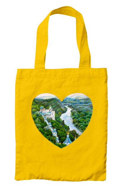 Сумка з принтом "Святогорская лавра". Донецька область, ліс, монастир, пейзаж, річка, святогірськ, україна, церква. 2070702