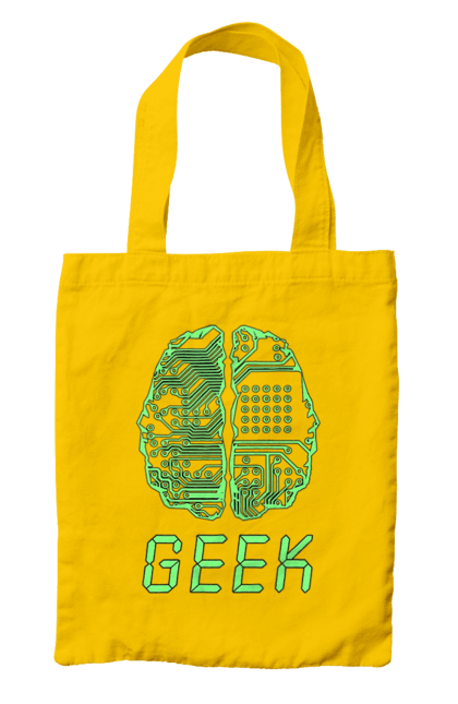 Сумка з принтом "Гик Мозок Неоновий". Айті, айтішник, гик, друкована плата, зелений, знання, інженер, кібер, кібернетика, кіборг, код, комп, комп’ютерник, кристал, мікросхема, мозок, неон, неоновий, програміст, професіонал, професія, розробник, розум, світиться, світло, чіп. 2070702