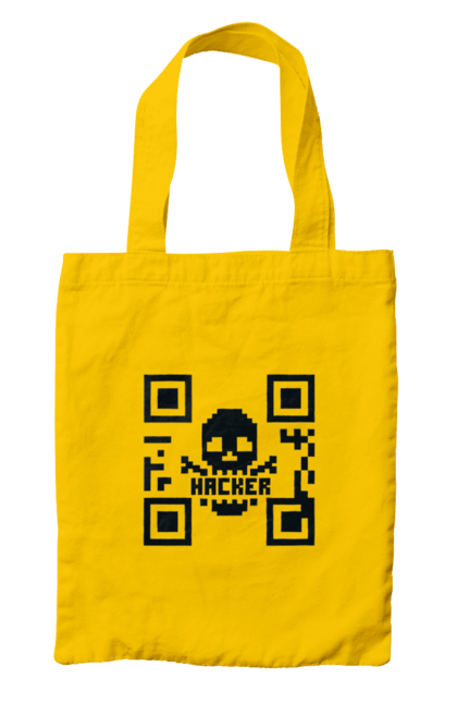 Сумка з принтом "Хакер hacker". Geek, hacker, ios, qr code, qr код, ай ті, айтішник, геймер, гік, іт, мем, позитив, пранк, програміст, розробник, хакер. 2070702