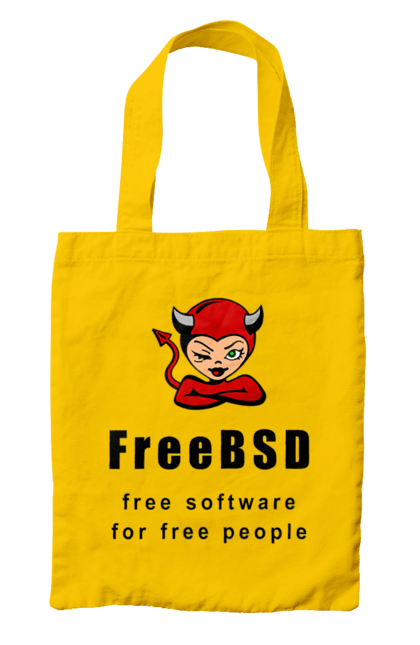 Сумка з принтом "Freebsd Для Вільних". Bsd, freebsd, unix, адміністратор, айті, айтішник, безкоштовна, безкоштовно, бестія, вільна, демон, демонесса, доступність, незалежність, операційна система, ос, програміст, програмне забезпечення, свобода, сисадмін, система, системний адміністратор, софт, текст, червоний, чорний. 2070702