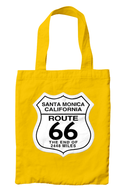 Bag with prints Route 66. Bike, biker, biker club, bikers club, brother, brutal, dude, hot asphalt, hot horse, hot rod, motorcycle, motorcyclist, real man, road 50, road 66, road 80, roads of america, roads of ukraine, roads we choose, speed, take, thirst for speed. 2070702