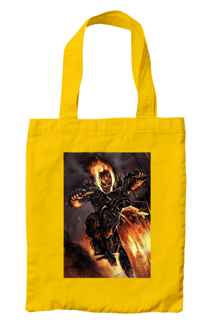 Bag with prints Hell Racer. Chopper, fire, hell racer, motorcycle, skeleton. 2070702