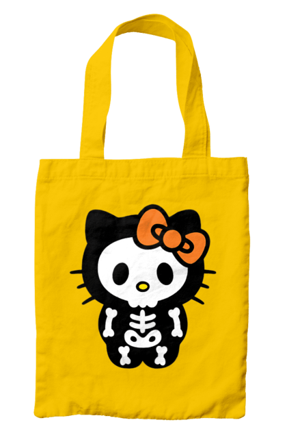 Сумка с принтом Хелло Китти Хэллоуин. Halloween, hello kitty, zombie, бренд, зомби, котенок, персонаж, скелет, хелло китти, хэллоуин. 2070702