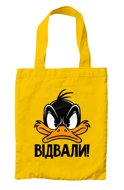 Сумка с принтом Даффи Дак Отвали. Даффи дак, дисней, желтый утенок, смешное, украинское, утенок, утка, утки, утконос. 2070702