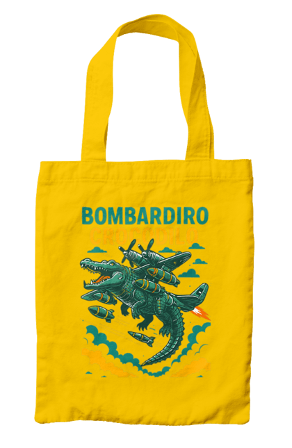 Сумка з принтом "Bombardino Crocodilo". Bombardino, bombardino crocodilo, crocodilo, бомбардіно крокоділо, крокодил, крокодил літак, крокодил мем, мем, мем бомбардине крокодило. 2070702
