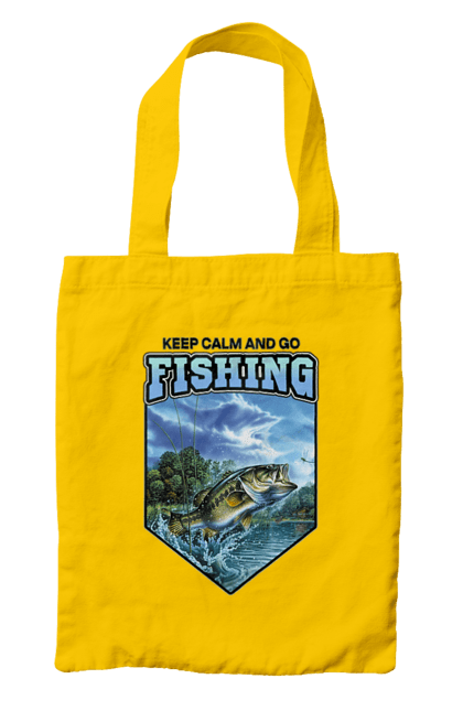 Сумка з принтом "Keep Calm and Go Fishing". Відпочинок на природі, для рибалок, для чоловіків, мисливці та риболови, природа, рибалка, риболовля, спінінг, хоббі. 2070702