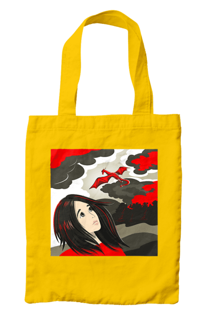 Bag with prints Girl and dragon. Dragon, fantasy, romance, young woman. 2070702