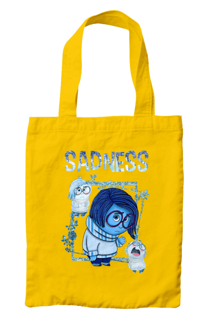 Bag with prints Inside Out Sadness. Cartoon, emotions, inside out, pixar, sadness. 2070702