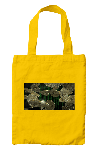 Сумка з принтом "Біткойн". Багатство, біткойн, валюта, гроші, криптовалюта, курс, майнінг, матриця, монета, розкіш, цифровий світ. 2070702