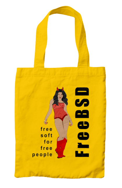 Сумка з принтом "Freebsd Для Вільних". Bsd, freebsd, unix, адміністратор, айті, айтішник, безкоштовна, безкоштовно, бестія, вільна, демон, демонесса, дівчина, для дорослих, доступність, еротика, еротична, жінка, незалежність, операційна система, ос, програміст, програмне забезпечення, свобода, сисадмін, система, системний адміністратор, софт, текст, червоний, чорний. 2070702