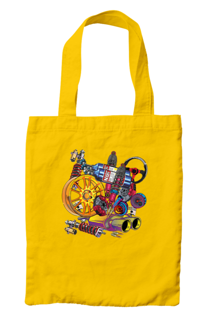 Bag with prints Carparts. Auto parts, car, carparts, drive, drug, machine, race. 2070702