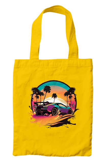 Bag with prints Lamborghini Synthwave. Car, laamba, lamborghini, synthwave. 2070702