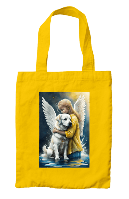 Сумка з принтом "Дівчинка та собака ангел [память загиблим тваринам]". Дівчинка та собака, крим, нова каховка, память загиблим тваринам, собака ангел, україна, херсон. 2070702