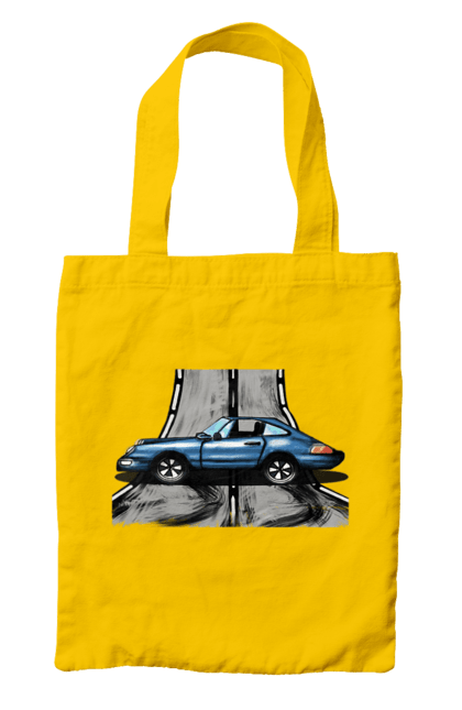 Сумка з принтом "Спортивний Автомобіль На Дорозі". Автомобіль, гонки, синій, спортиного, швидкий, швидкісний. 2070702