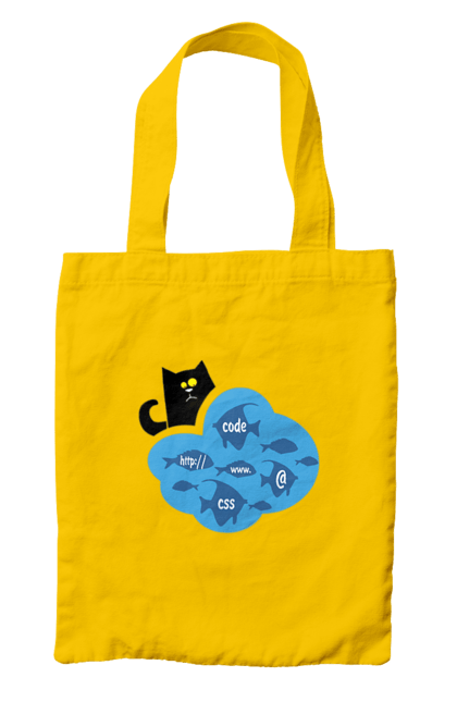 Сумка з принтом "Кіт програміст". Angular, c, css, html, it, javascript, jquery, php, python, react, svelt, vue, айтишник, айті, гумор, код, кодувати, прогер, програміст, програмісти, ти ж, ти ж програміст, тиж програміст. 2070702