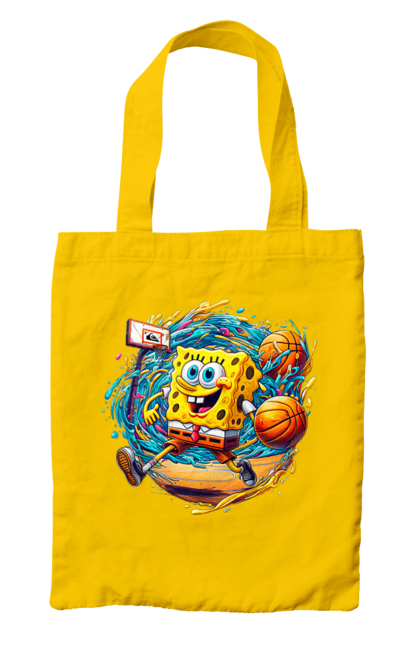 Bag with prints SpongeBob. Animated series, ball, basketball, cartoon, spongebob, spongebob squarepants, sport. 2070702