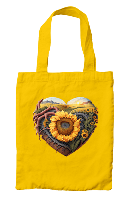 Bag with prints Символи України. Field, sky, sunflower, symbols of ukraine, ukraine, wheat. 2070702