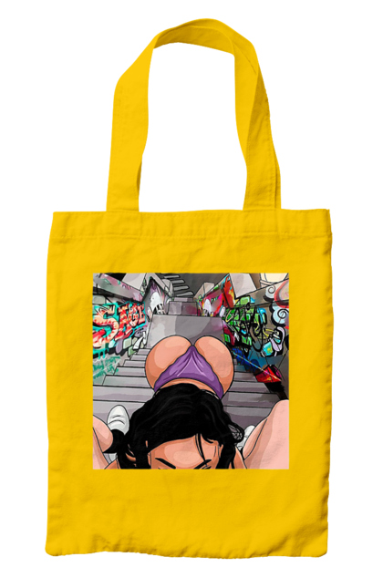 Сумка з принтом "Дівчина На Колінах Перед Хлопчиною". Гола, жопа, на колінах, смоктати. 2070702