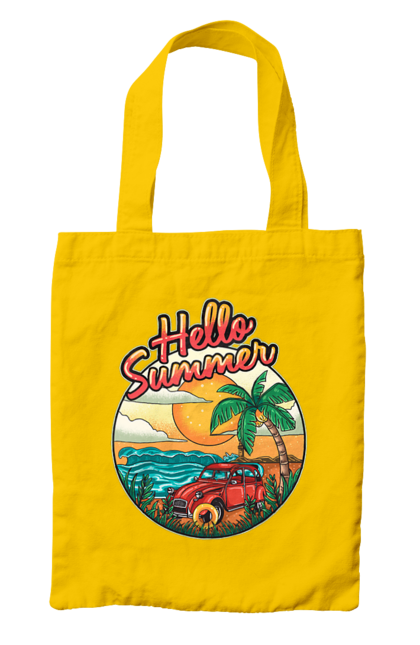 Bag with prints Hello Summer, Car By The Sea. Beach, island, palm, summer. 2070702