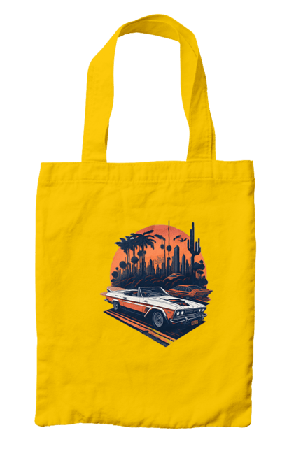 Bag with prints Beautiful car at sunset. Auto, sun, sunset. 2070702