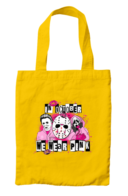 Bag with prints In October we wear pink. Costume, halloween, holiday, horror, october, october 31, pink, villains. 2070702