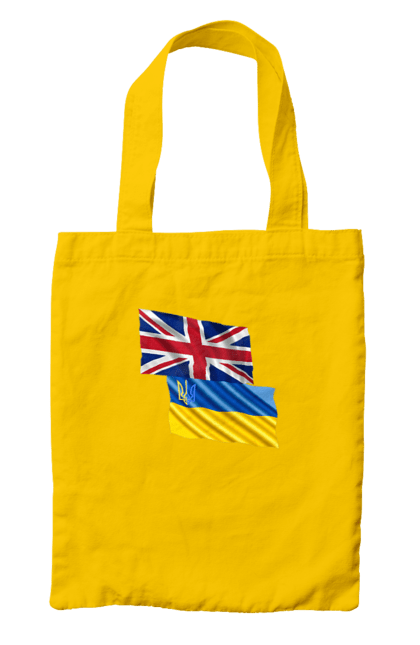 Сумка з принтом "Прапор Великої Британії, прапор України, Підтримка України". Британія, велика британія, війна, киев, мир, національні кольори, прапор, прапор британії, прапор великої британії. 2070702