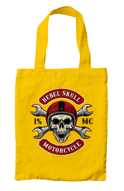 Bag with prints skull motorist. Amateur, helmet, motorcycle, skull. 2070702
