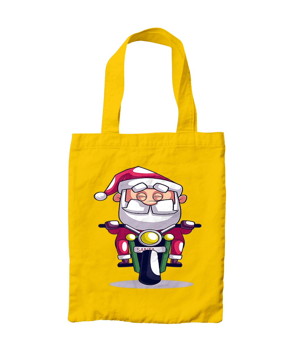 Happy Santa on a motorcycle