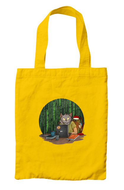 Сумка з принтом "Кіт програміст". Angular, c, css, html, it, javascript, jquery, php, python, react, svelt, vue, айтишник, айті, гумор, код, кодувати, прогер, програміст, програмісти, ти ж, ти ж програміст, тиж програміст. 2070702