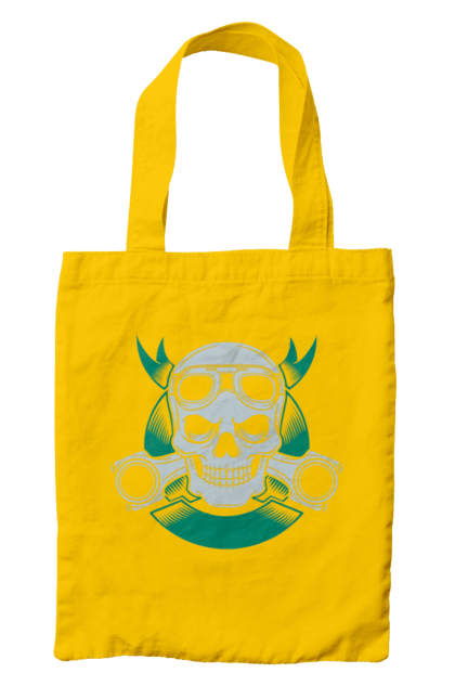 Сумка з принтом "череп мотолюбитель". Байк, мото, окуляри, череп. 2070702