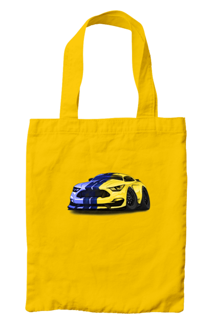 Сумка з принтом "Український мустанг". Жовто блакитне авто, кольори україни, машина, мустанг, суперкар, форд мустанг, шелбі. 2070702