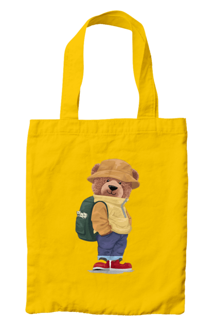 Сумка з принтом "Ведмедик з рюкзаком". Ведмедик, ведмідь, гроші, панама, рюкзак. CustomPrint.market