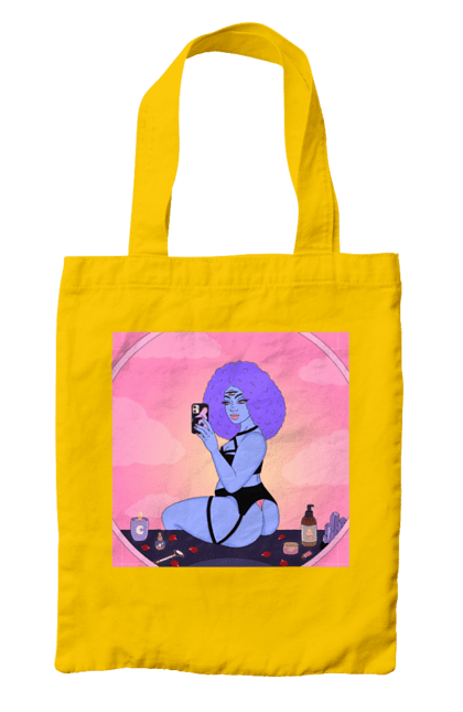 Сумка з принтом "Фіолетова Дівчина Фото У Дзеркалі". Білизна, дзеркало, фото. 2070702