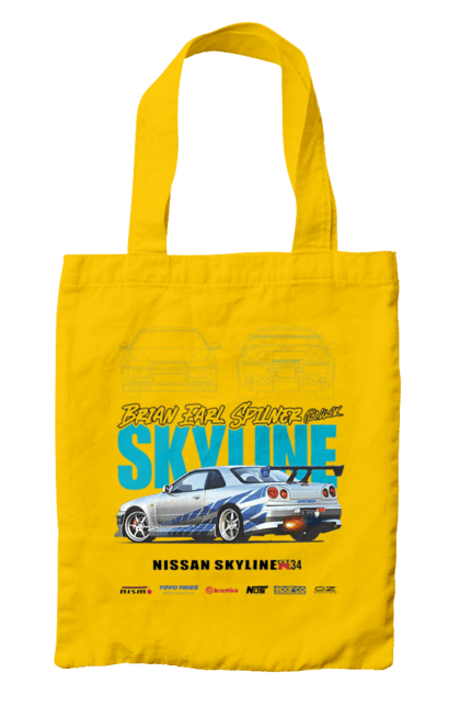 Сумка з принтом "Nissan Skyline". Nissan, nissan skyline, skyline, авто, автомобіль, ніссан, скайлайн. 2070702