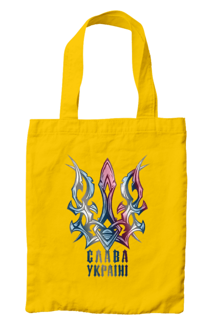 Сумка с принтом Трезубец слава Украине цветной. Свобода, слава украине, трезубец, трезубец слава украине, украина, я украинец. 2070702