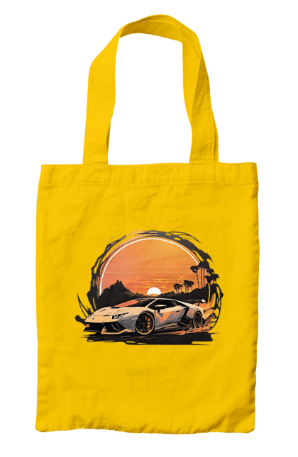 Bag with prints Lamborghini at sunset. Car, cars, lamba, lamborghini, lamborghini at sunset. 2070702