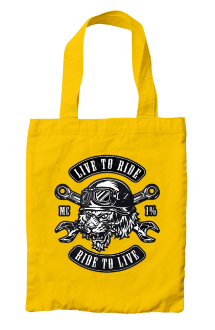 Bag with prints Live To Ride, Tiger. Moped, tiger, to ride. 2070702